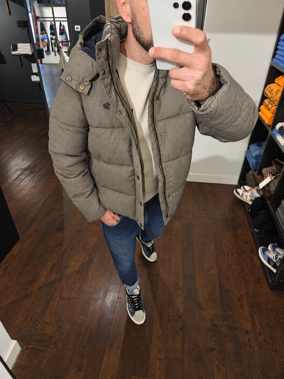 PIUMINO PUFFER PIED DE POULE