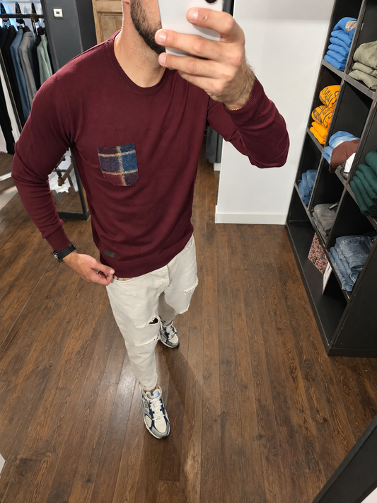 MAGLIONCINO BORDEAUX TASCHINO A CONTRASTO