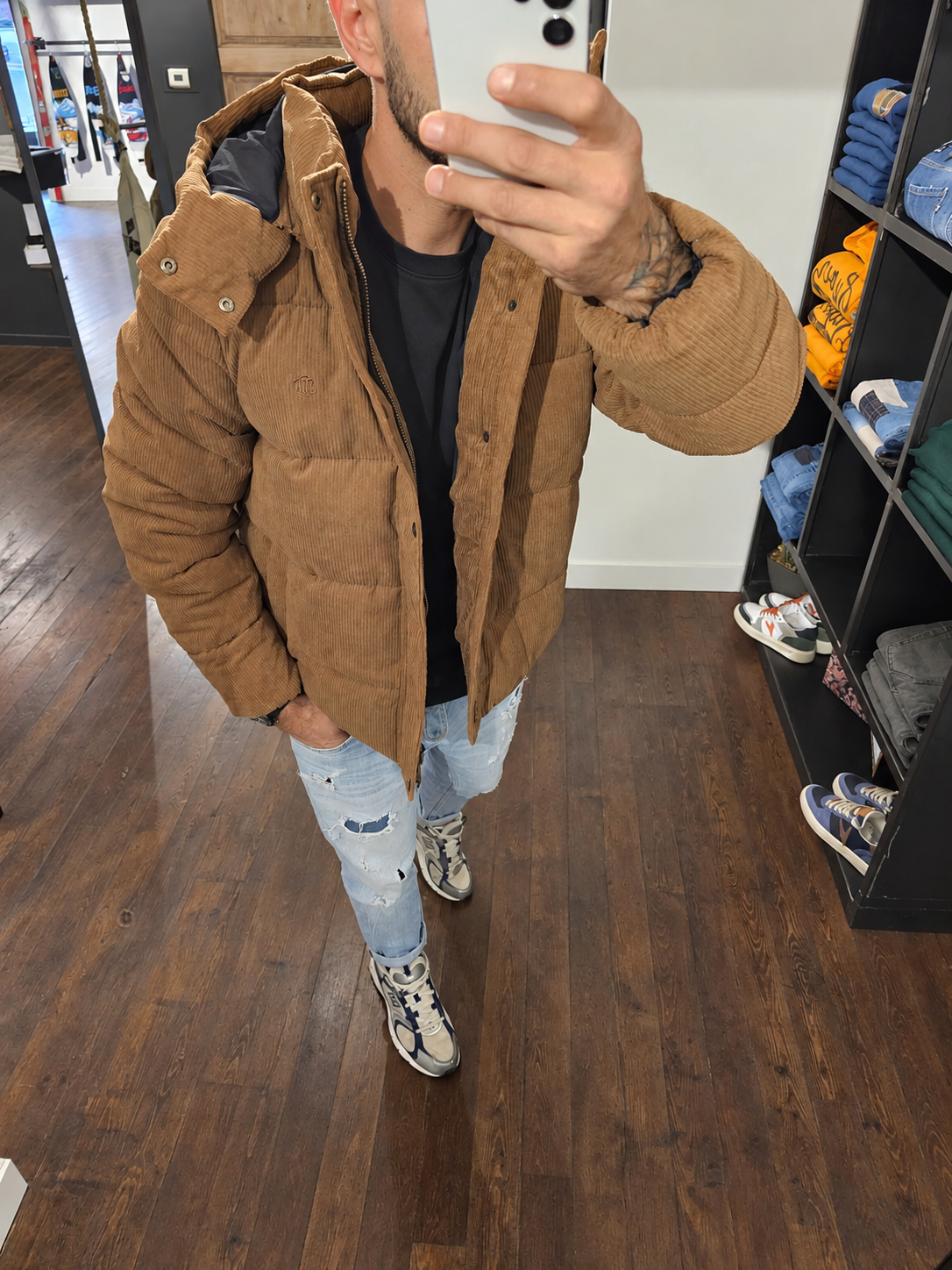 GIUBBINO PUFFER VELLUTO COSTE BROWN