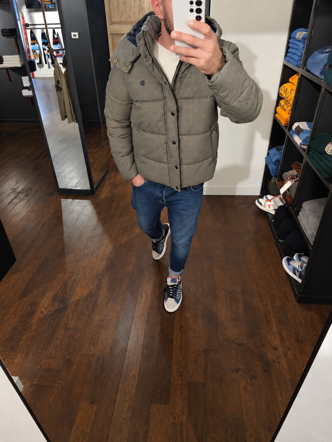 PIUMINO PUFFER PIED DE POULE