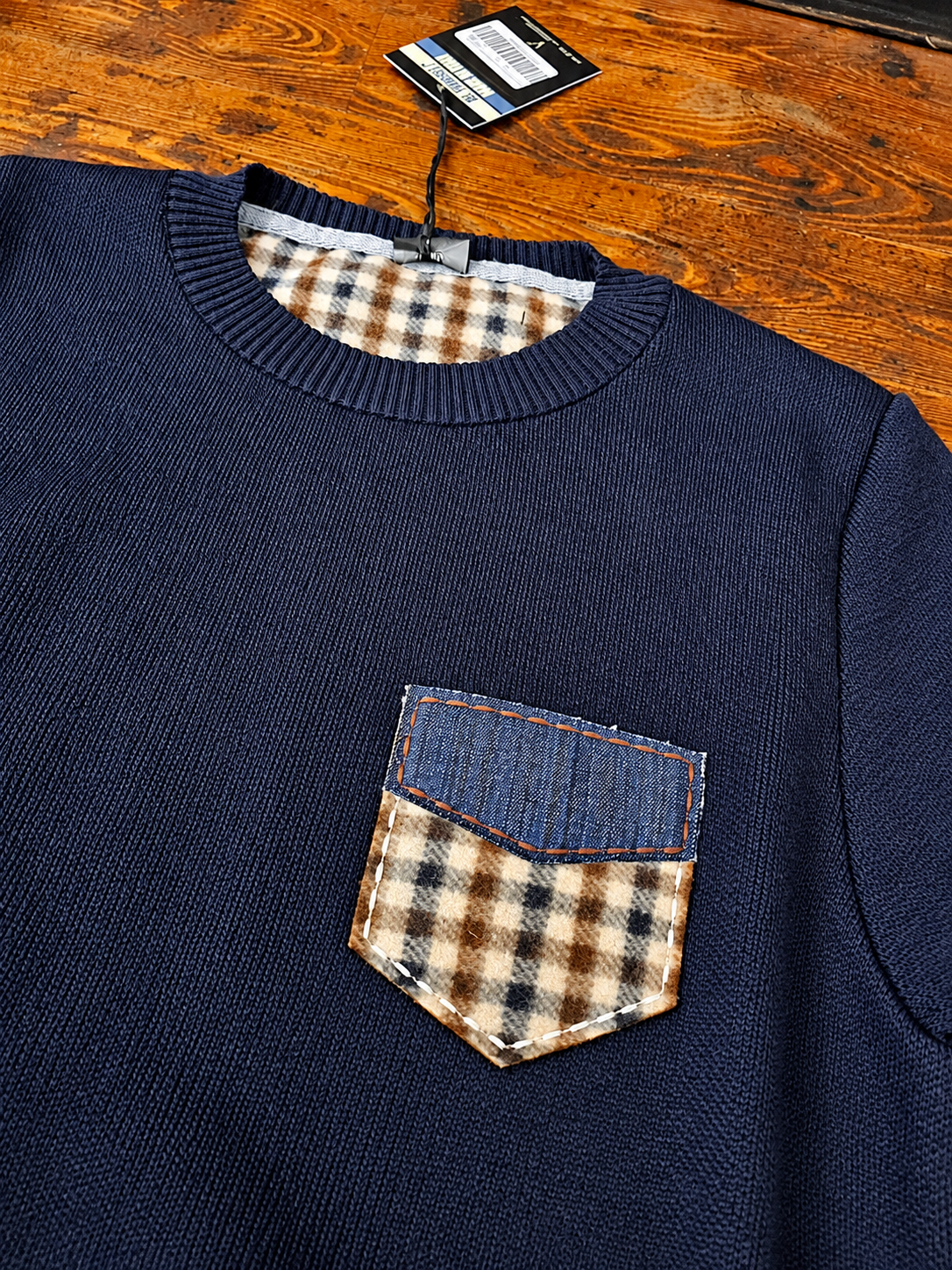 MAGLIA BLU PUNTO STOFFA DOPPIA PATCH E TASCHINO