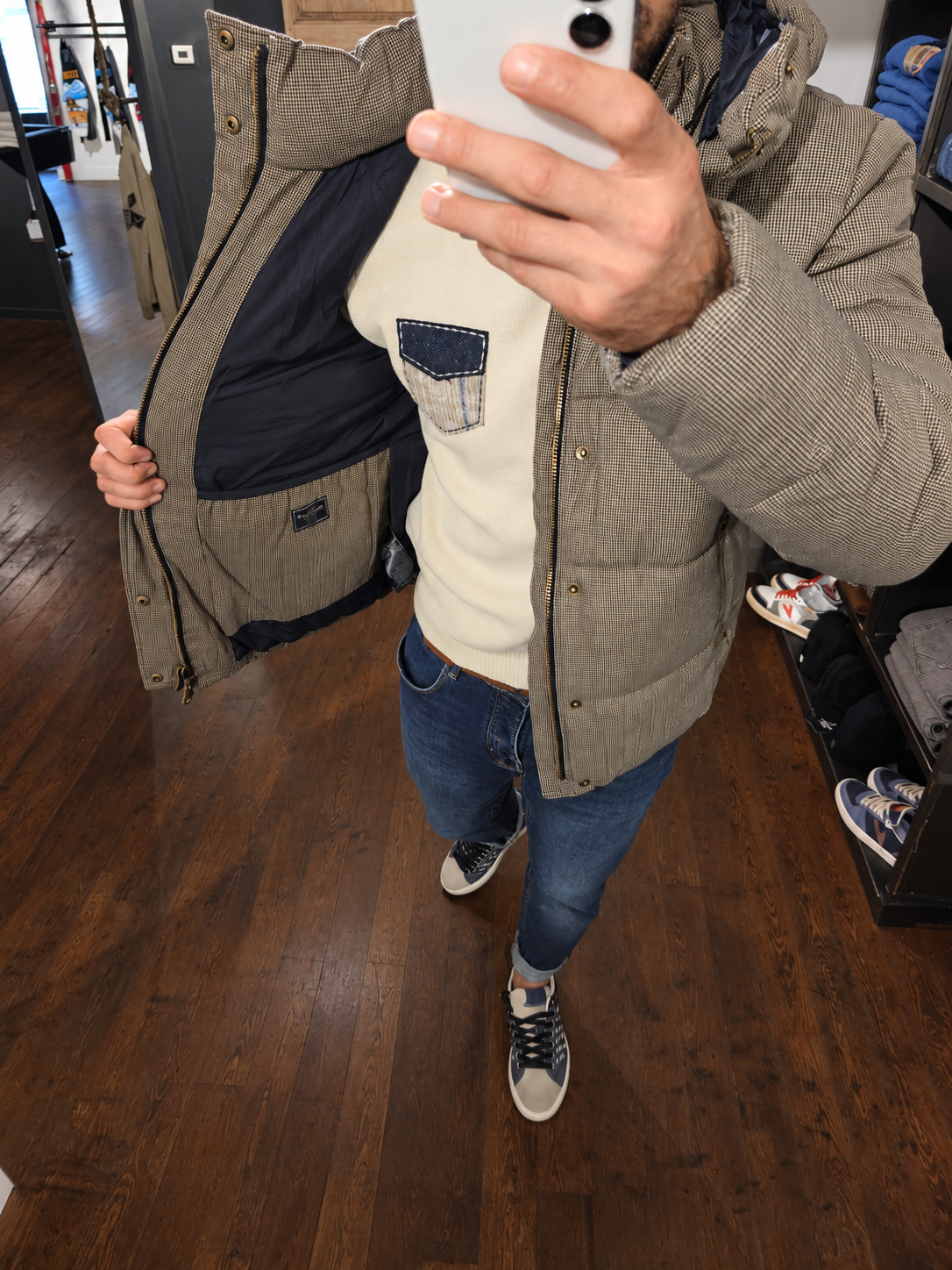 PIUMINO PUFFER PIED DE POULE